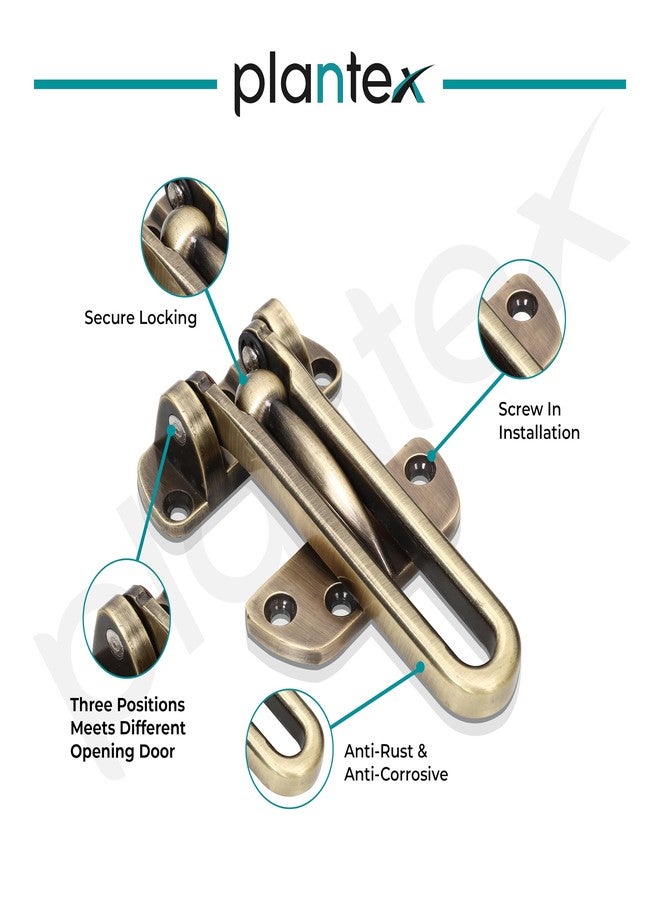 Plantex Security Latch for Home/Safety Door Lock for Home-Office- Hotel, Safety Guard with High Security Auxiliary Lock (Brass Antique) - Image 4